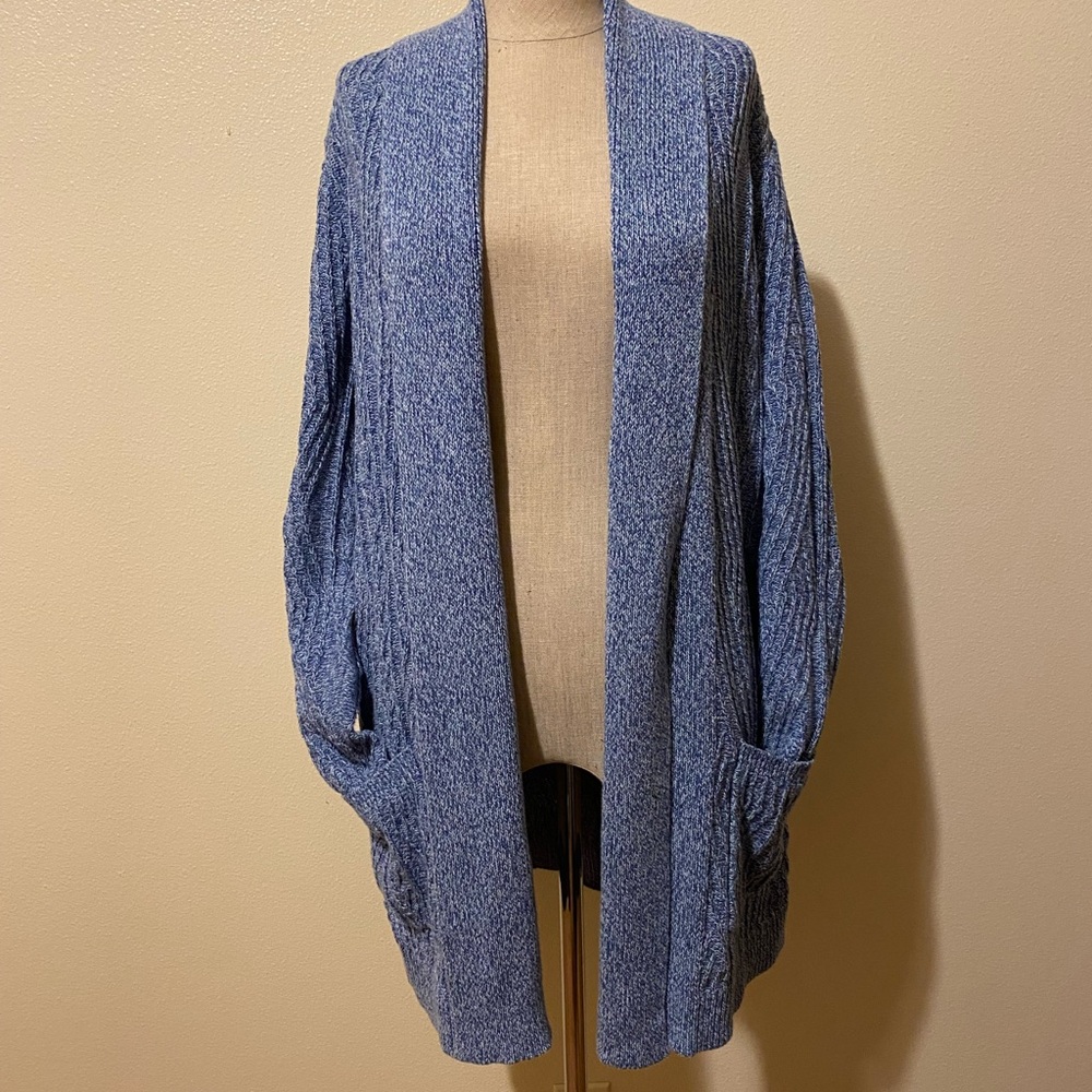 St. John's Bay Women's Heather Blue Cardigan 100% Cotton & Comfort.